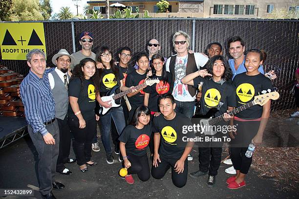 Johnathan Schaech, Matt Sorum, and John Stamos attend Little Kids Rock and Adopt The Arts announce Kids Music Partnership at Rosewood Avenue...