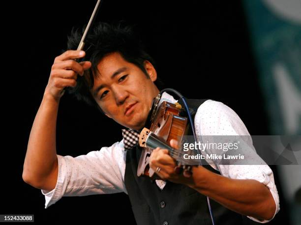 Musician Kishi Bashi performs at SummerStage at Rumsey Playfield, Central Park on September 20, 2012 in New York City.