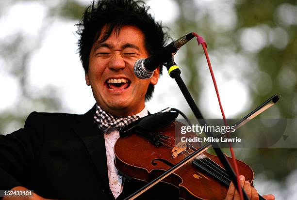Musician Kishi Bashi performs at SummerStage at Rumsey Playfield, Central Park on September 20, 2012 in New York City.