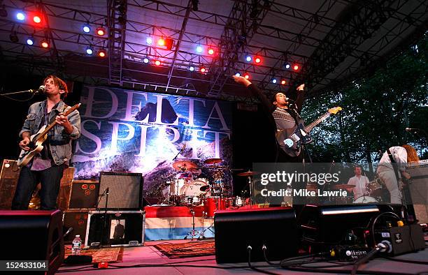 Delta Spirit performs at SummerStage at Rumsey Playfield, Central Park on September 20, 2012 in New York City.