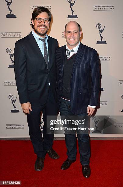 Actors Rich Sommer and Matthew Weiner arrives at The Academy Of Television Arts & Sciences Writer Nominees' 64th Primetime Emmy Awards Reception at...