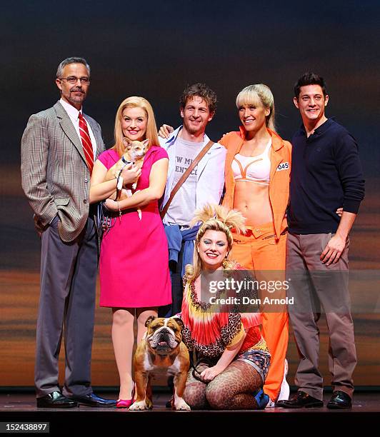 Lead actors Cameron Daddo, Lucy Durack, David Harris, Erika Heynatz, Rob Mills and Helen Dallimore pose during a photo call for the musical 'Legally...