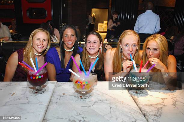 Olympic Gold Medal-Winning Women's Soccer Team Players, Rachel Buehler, Shannon Boxx, Heather O'Reilly, Becky Sauerbrunn and Heather Mitts, dine at...
