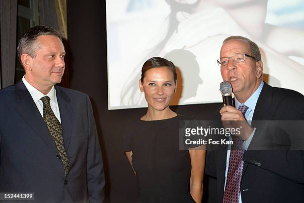 Sean Hepburn Ferrer;Virginie Ledoyen; ; Stephen Bogart attend the S.T Dupont 140th Anniversary Celebration - Photocall And Cocktail at Hotel Crillon...
