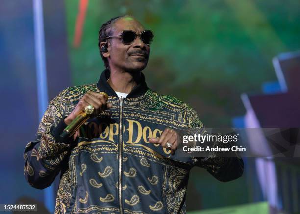 Rapper Snoop Dogg kicks off his 'High School Reunion Tour' at Rogers Arena on July 07, 2023 in Vancouver, British Columbia, Canada.