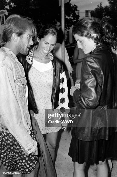 Guest, Ana Luisa Behrens, and Carolina Adriana Herrera attend an event at the Sag Harbor Cinema in Sag Harbor, New York, on August 1, 1994.