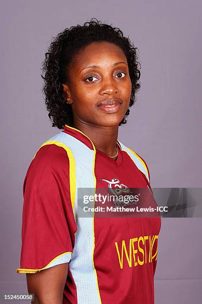 Stacy-Ann King of the West Indies Womens Cricket Team poses for a portrait ahead of the Womens ICC World T20 at the Galadari Hotel on September 21,...