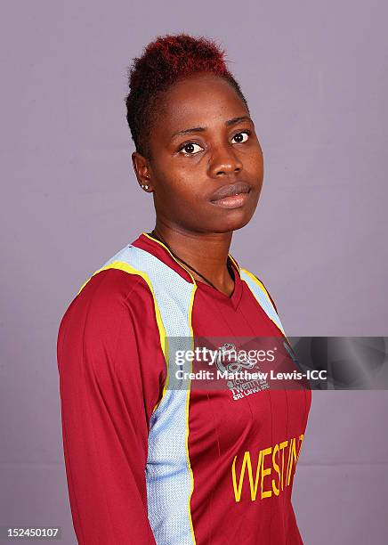 Shanel Daley of the West Indies Womens Cricket Team poses for a portrait ahead of the Womens ICC World T20 at the Galadari Hotel on September 21,...
