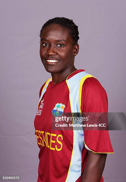 Kycia Knight of the West Indies Womens Cricket Team poses for a portrait ahead of the Womens ICC World T20 at the Galadari Hotel on September 21,...