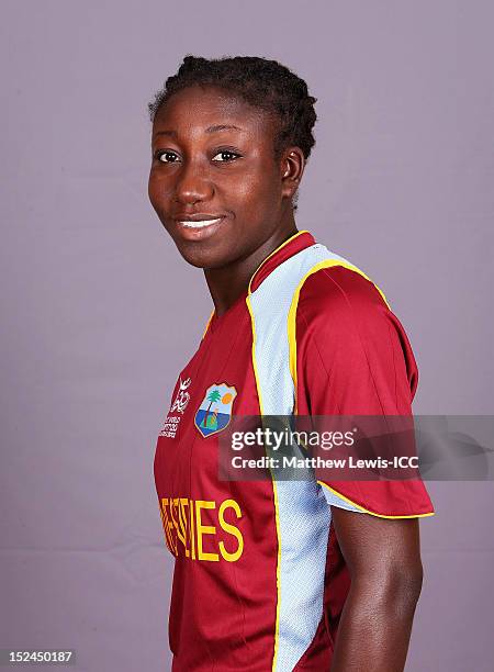 Stefanie Taylor of the West Indies Womens Cricket Team poses for a portrait ahead of the Womens ICC World T20 at the Galadari Hotel on September 21,...