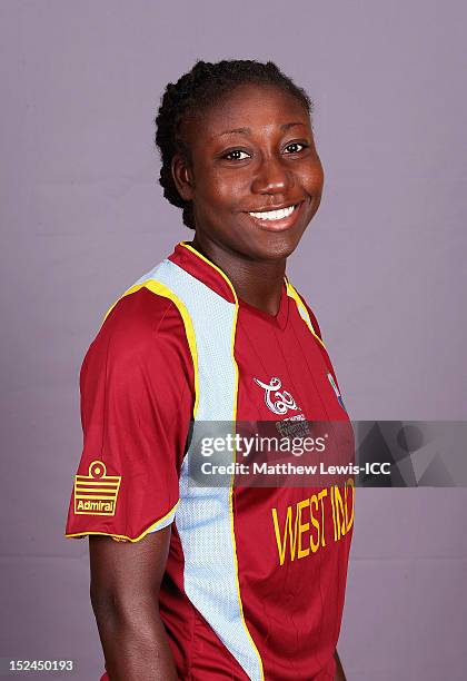 Stefanie Taylor of the West Indies Womens Cricket Team poses for a portrait ahead of the Womens ICC World T20 at the Galadari Hotel on September 21,...