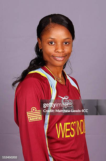 Merissa Aguilleira of the West Indies Womens Cricket Team poses for a portrait ahead of the Womens ICC World T20 at the Galadari Hotel on September...