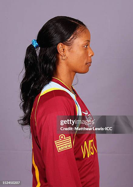 Merissa Aguilleira of the West Indies Womens Cricket Team poses for a portrait ahead of the Womens ICC World T20 at the Galadari Hotel on September...