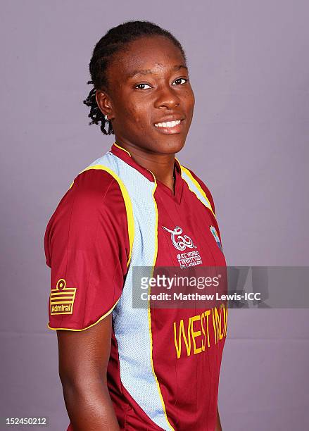 Shakera Shelman of the West Indies Womens Cricket Team poses for a portrait ahead of the Womens ICC World T20 at the Galadari Hotel on September 21,...