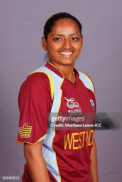 Anisa Mohammed of the West Indies Womens Cricket Team poses for a portrait ahead of the Womens ICC World T20 at the Galadari Hotel on September 21,...