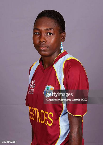 Shermaine Campbelle of the West Indies Womens Cricket Team poses for a portrait ahead of the Womens ICC World T20 at the Galadari Hotel on September...