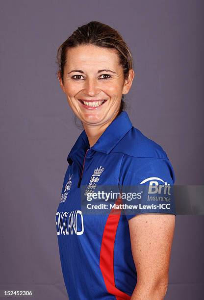 Charlotte Edwards of the England Womens Cricket Team poses for a portrait ahead of the Womens ICC World T20 at the Galadari Hotel on September 21,...