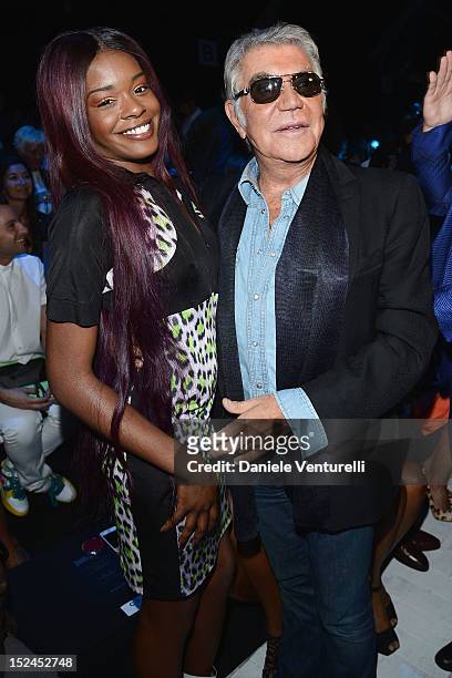 Azealia Banks and Roberto Cavalli attend the Just Cavalli Spring/Summer 2013 fashion show as part of Milan Womenswear Fashion Week on September 21,...