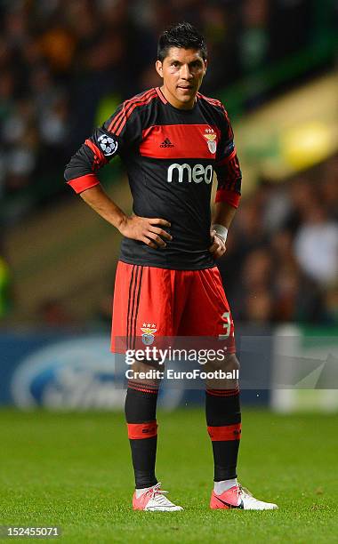 Enzo Perez of SL Benfica during the UEFA Champions League group stage match between Celtic FC and SL Benfica on September 19, 2012 at Celtic Park in...