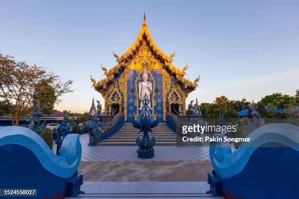 wat rong sua ten temple, chiang rai province, thailand, it's a popular destination and landmark of chiang rai - wat stock pictures, royalty-free photos & images