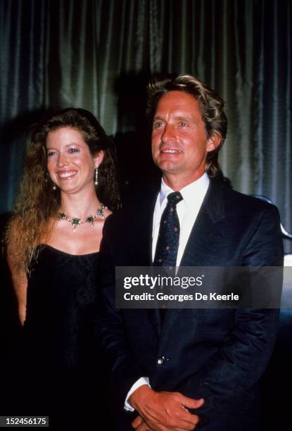 Michael Douglas and his wife Diandra Douglas in Trouville, France on August 10, 1985.