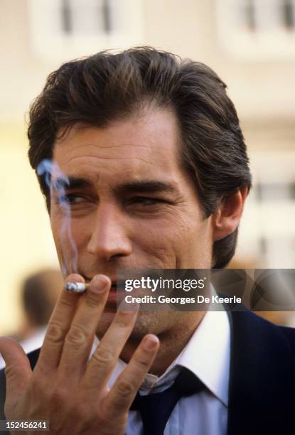 Welsh actor Timothy Dalton during production of the fifteenth James Bond film 'The Living Daylights', directed by John Glen, 6th October 1986.