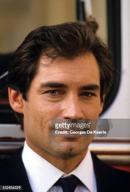 Welsh actor Timothy Dalton during production of the fifteenth James Bond film 'The Living Daylights', directed by John Glen, 6th October 1986.