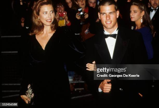 Actor Tom Cruise and his wife Mimi Rogers attend a premiere in London, 1989 circa.