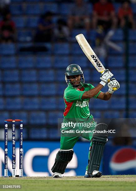 Mohammad Ashraful of Bangladesh bats during the ICC World T20 Group D match between New Zealand and Bangladesh at Pallekele Cricket Stadium on...