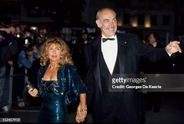 Sean Connery and his Wife Micheline Roquebrune attend a premiere in London, 1990 circa.