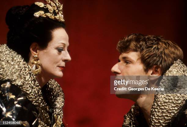 English actress Maggie Smith and French actor Lambert Wilson in Simon Callow's production of 'The Infernal Machine', by Jean Cocteau, at the Lyric...