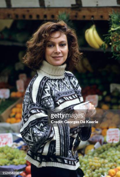 Francesca Annis poses on December 1985 in England. Actress Annis stars along with singer Prince in the film 'Dune,' in which she plays a highly...