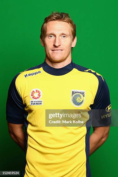 Daniel McBreen poses during a Central Coast Mariners 2012/13 A-League headshots session at BlueTongue Stadium on September 17, 2012 in Gosford,...