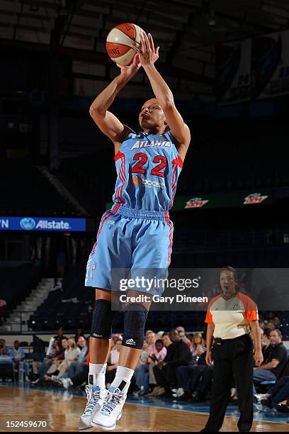 Arminte Price of the Atlanta Dream puts up a shot during the game against the Chicago Sky on September 20, 2012 at the Allstate Arena in Rosemont,...