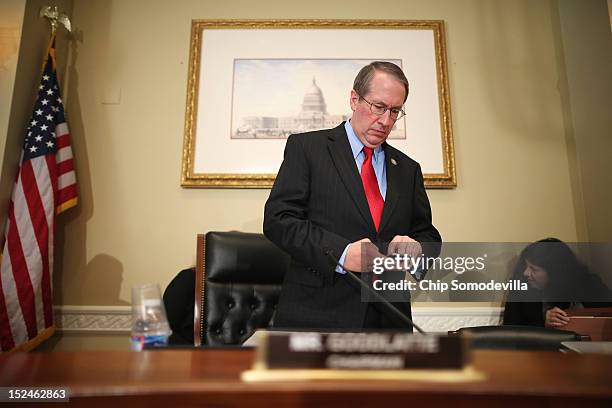 House Committee on Ethics Acting Chairman Bob Goodlatte checks his smartphone before a rare open hearing about the investigation of wrongdoing by...