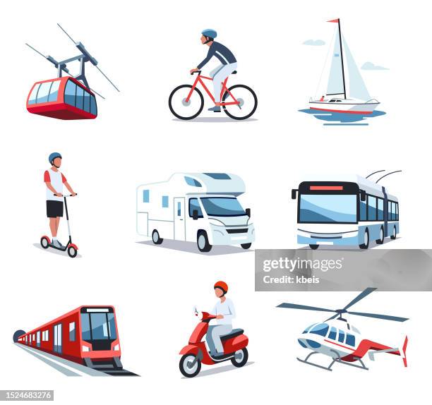 illustrations, cliparts, dessins animés et icônes de jeu d’icônes pour véhicules de transport - hélicoptère ville