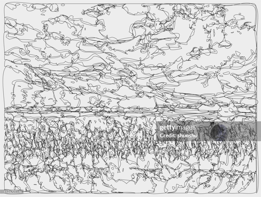 Line Work Nature Abstract Line Drawing Style Nature Landscape Background High-Res Vector ...