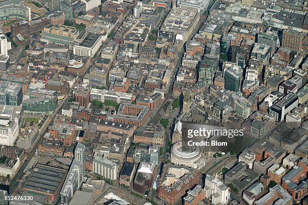 An aerial image of City Center, Manchester