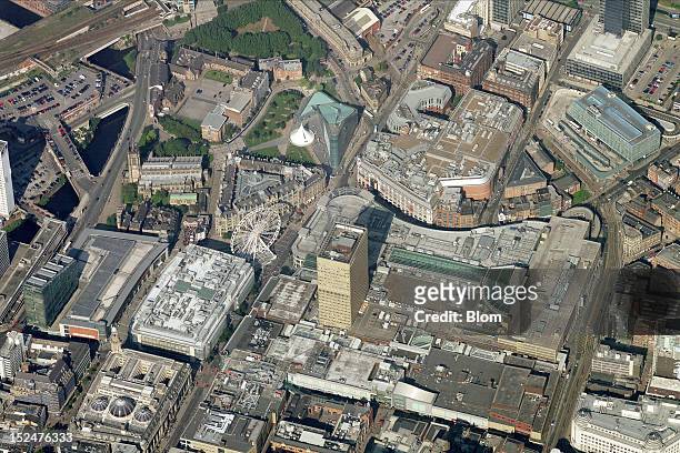 An aerial image of City Center, Manchester