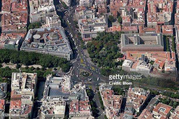 An aerial image of Plaza De Cibeles, Madrid