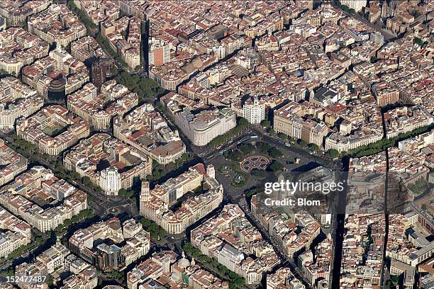 An aerial image of Plaza De Cataluna, Barcelona