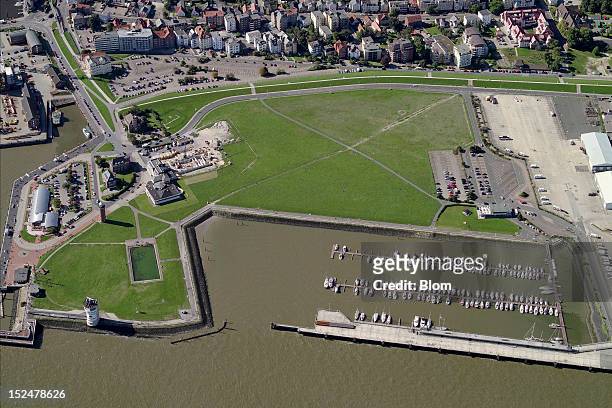 An aerial image of Cuxhaven Yacht Club Marina, Cuxhaven