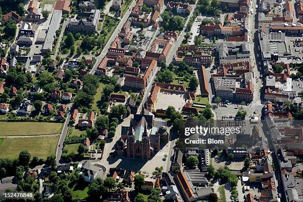 An aerial image of Roskilde Domkirke, Roskilde