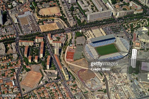 An aerial image of Stade Velodrome, Marseille