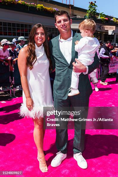 Austin Riley Talley Austin Riley of the Atlanta Braves poses with wife Anna Morgan during ...