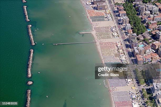 An aerial image of Valverde Beach, Rimini