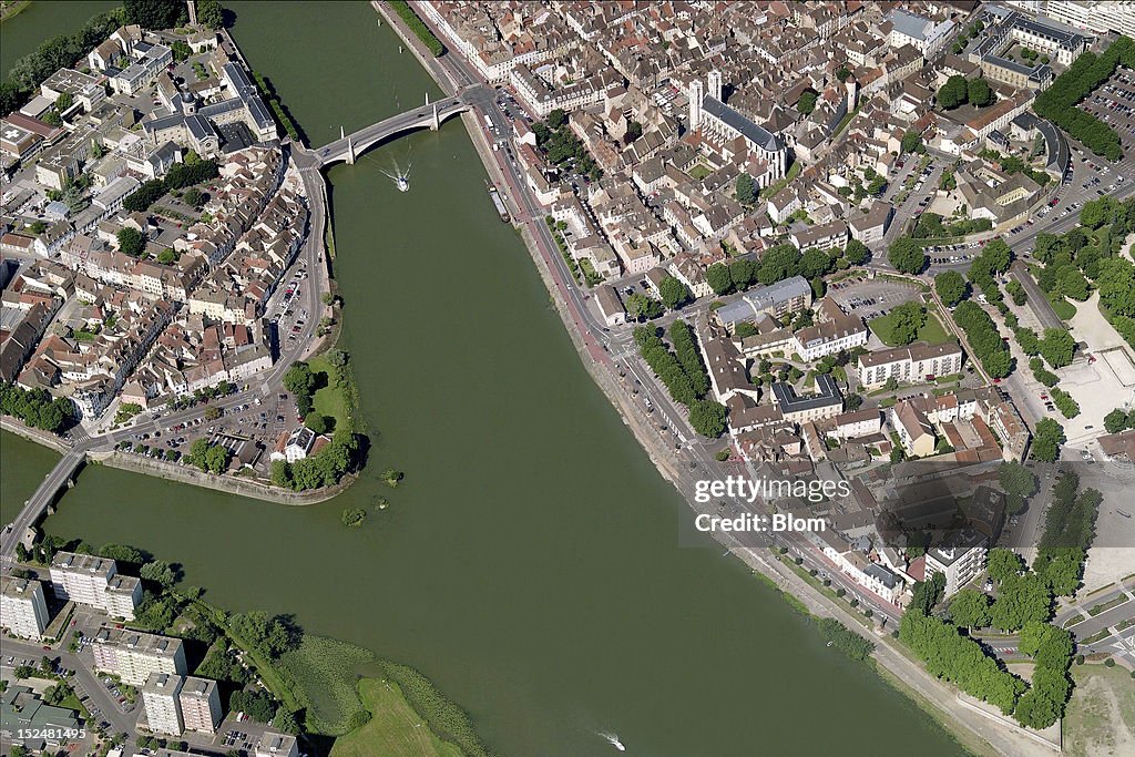 Aerial View Of Cathedrale Saint-Vincent de Chalon-sur-Saone, Chalon-sur-Saone