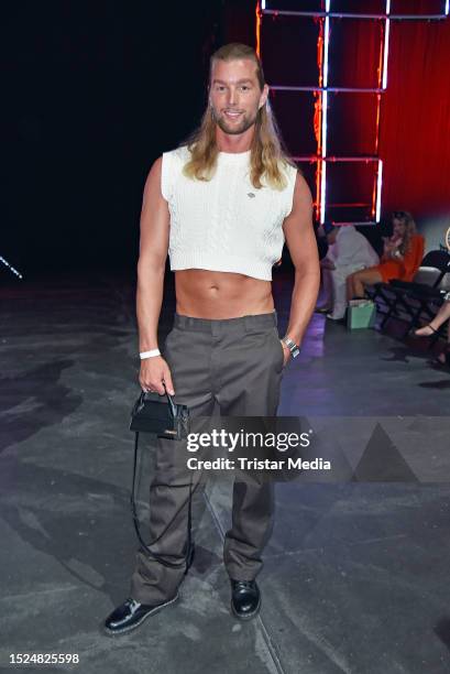 Kim Tränka, Prince Charming 2021, attends the Rebekka Ruetz fashion show at W.E4. Fashion Day as part of Berlin Fashion Week SS24 at Verti Music Hall...