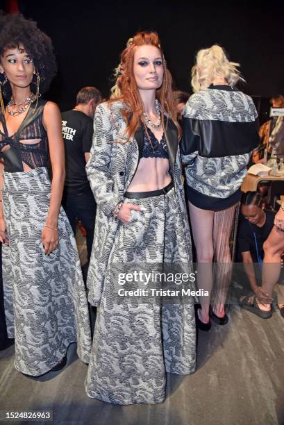 Jana Heinisch backstage at the Rebekka Ruetz fashion show at W.E4. Fashion Day as part of Berlin Fashion Week SS24 at Verti Music Hall on July 11,...