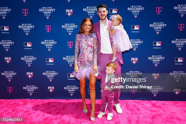 Texas Ranger Heim Jonah Heim of the Texas Rangers poses for a photo with family during ...